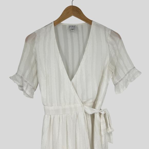 Princess Polly White Striped Wrap Mini Dress Size 4 - Picture 6 of 7